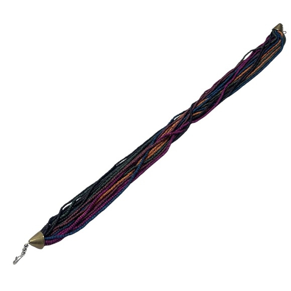 VTG Multi Strand Seed Beaded Multi Colored Boho Necklace - Picture 13 of 15